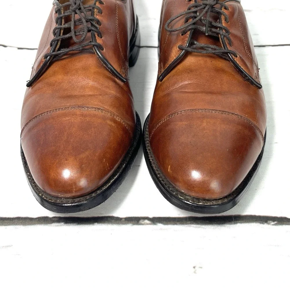 Allen Edmonds Margate Shoes Men's 10A Brown Oxfords Leather Cap Toe